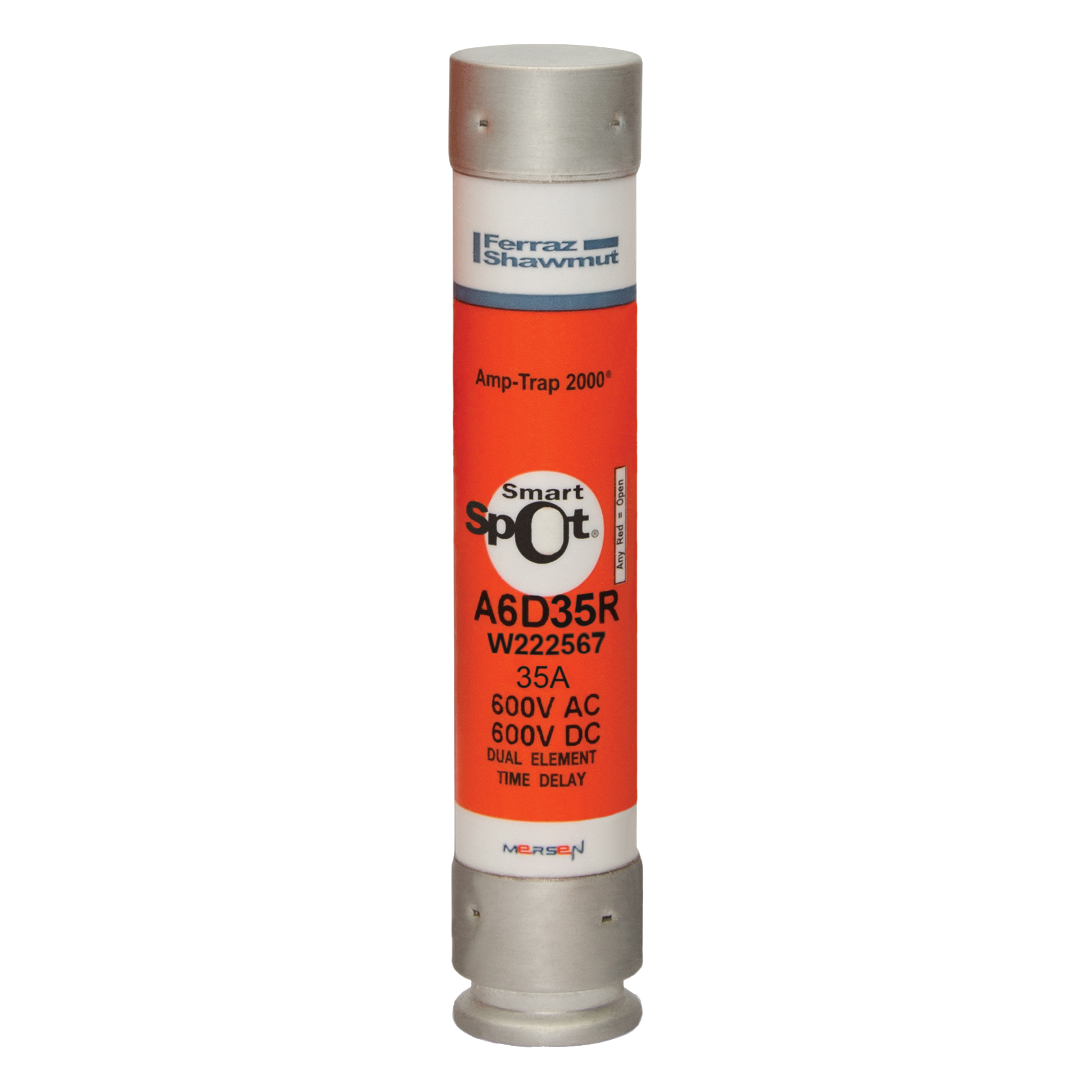 Fuse A6D-R - Class RK1 - Time-Delay 600VAC 600VDC 35A Ferrule SmartSpot