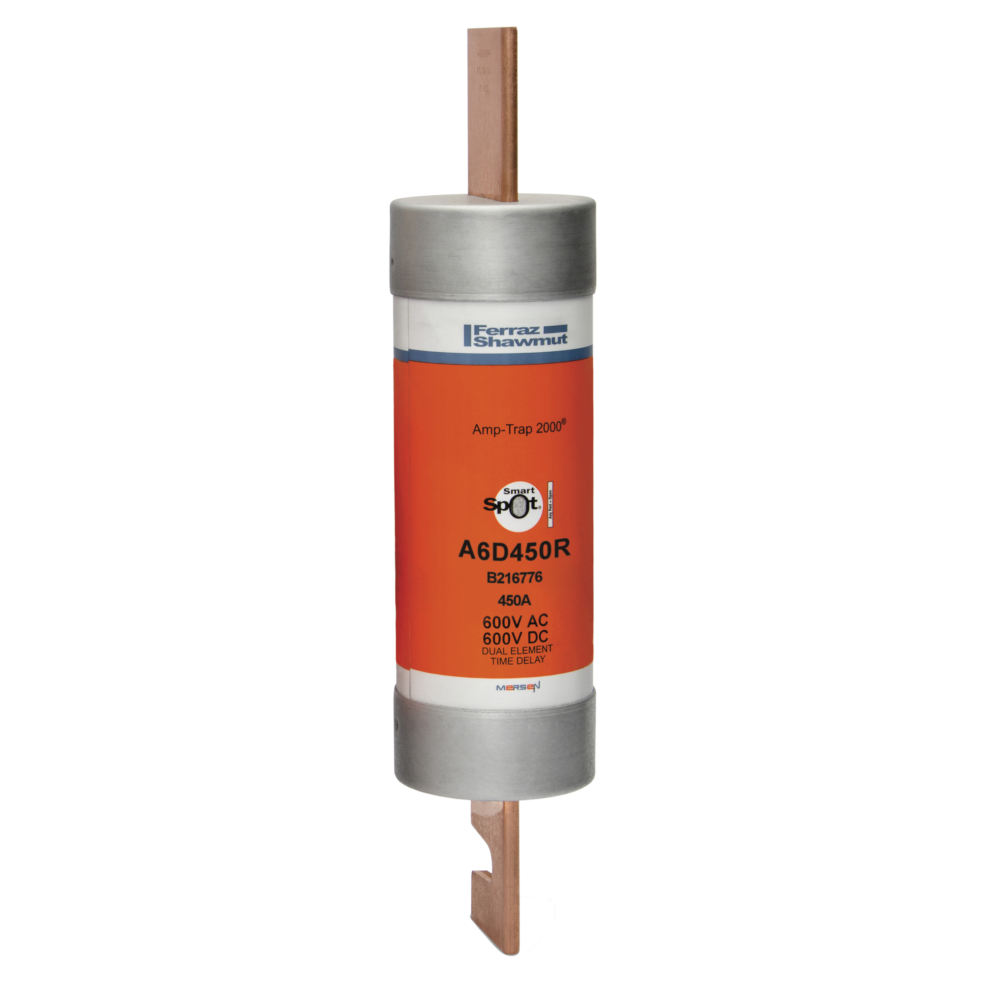 Fuse A6D-R - Class RK1 - Time-Delay 600VAC 600VDC 450A Blade SmartSpot