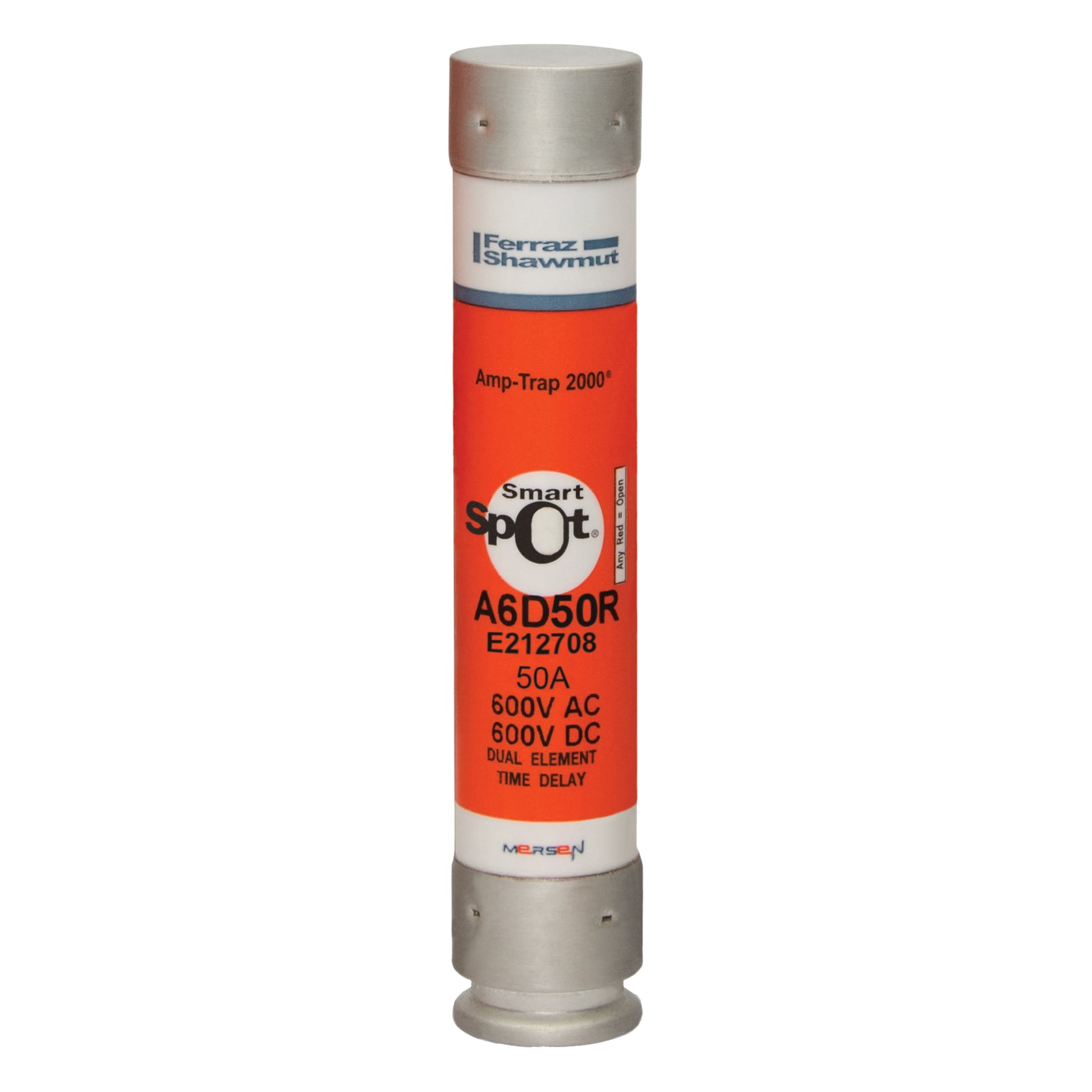 Fuse A6D-R - Class RK1 - Time-Delay 600VAC 600VDC 50A Ferrule SmartSpot