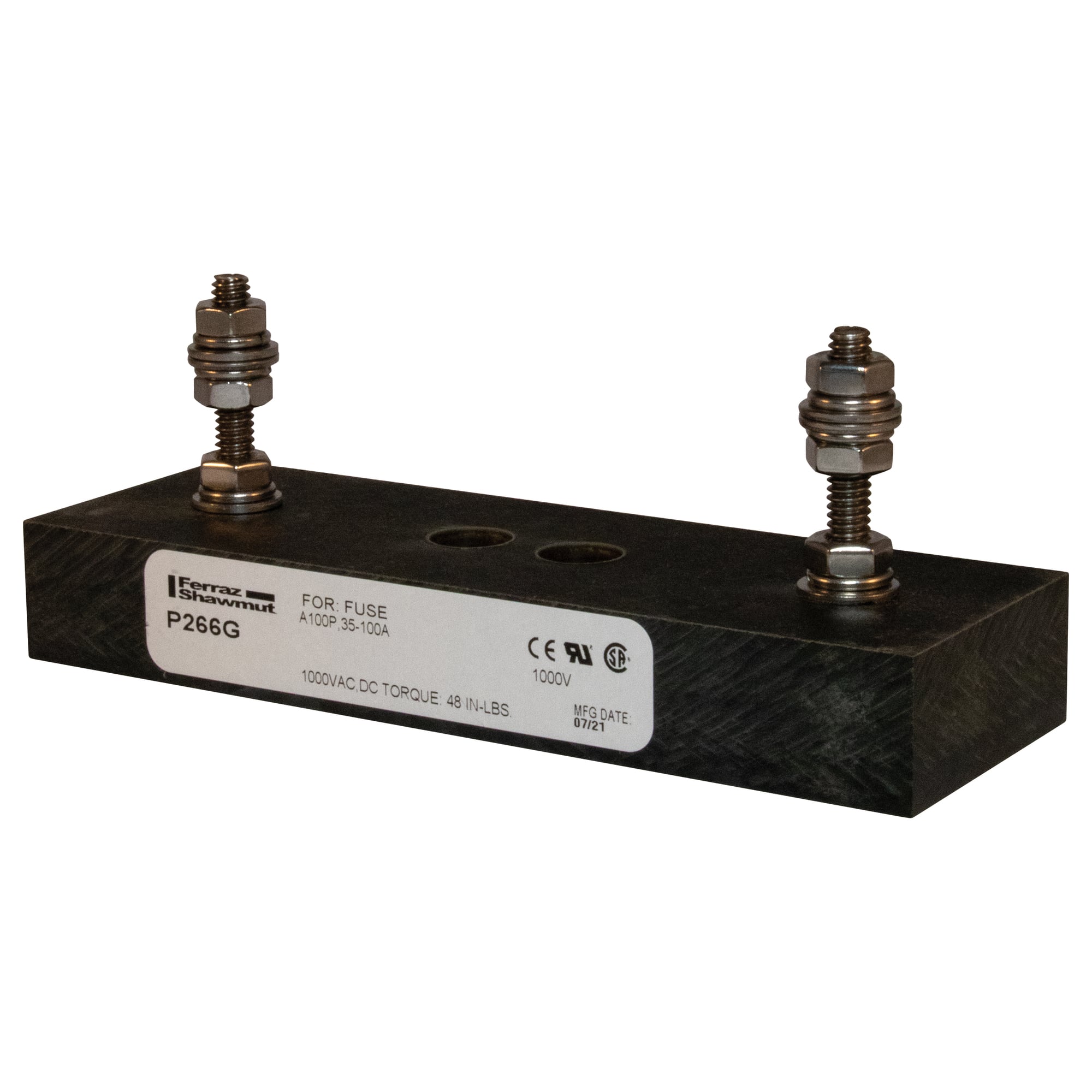 Fuse Block 1000VAC 1000VDC 100A 1-Pole Stud center to center: 4.25 inch