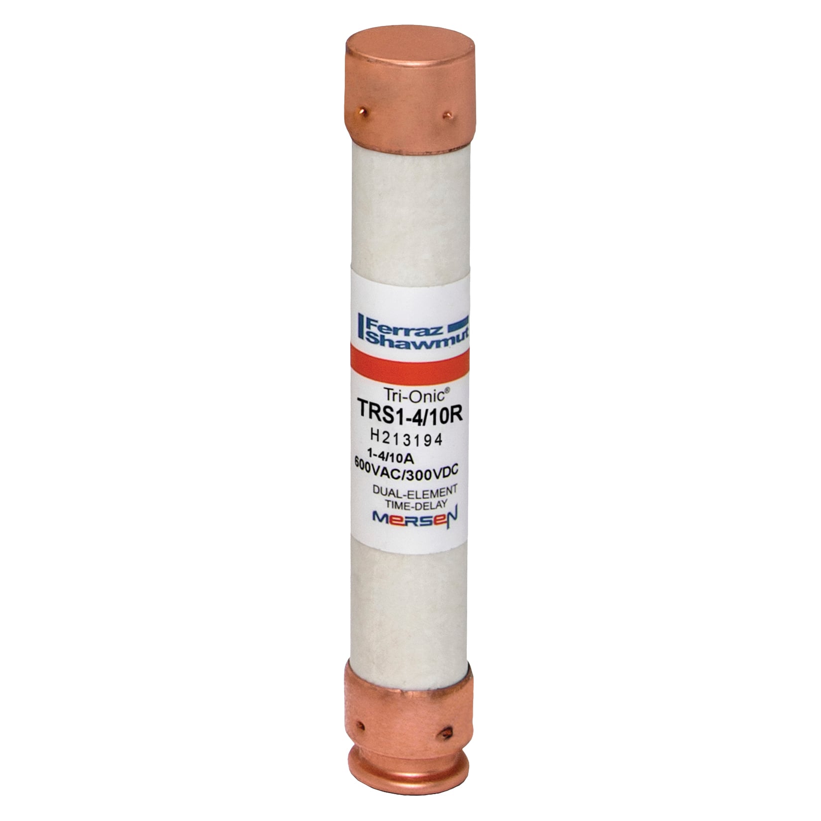 TRS1-4/10R Tri-Onic Current Limiting Low Voltage Time Delay Fuse, 1.4 A, 600 V AC/DC, 200/20 kA Interrupt, RK5 Class, Cylindrical Body