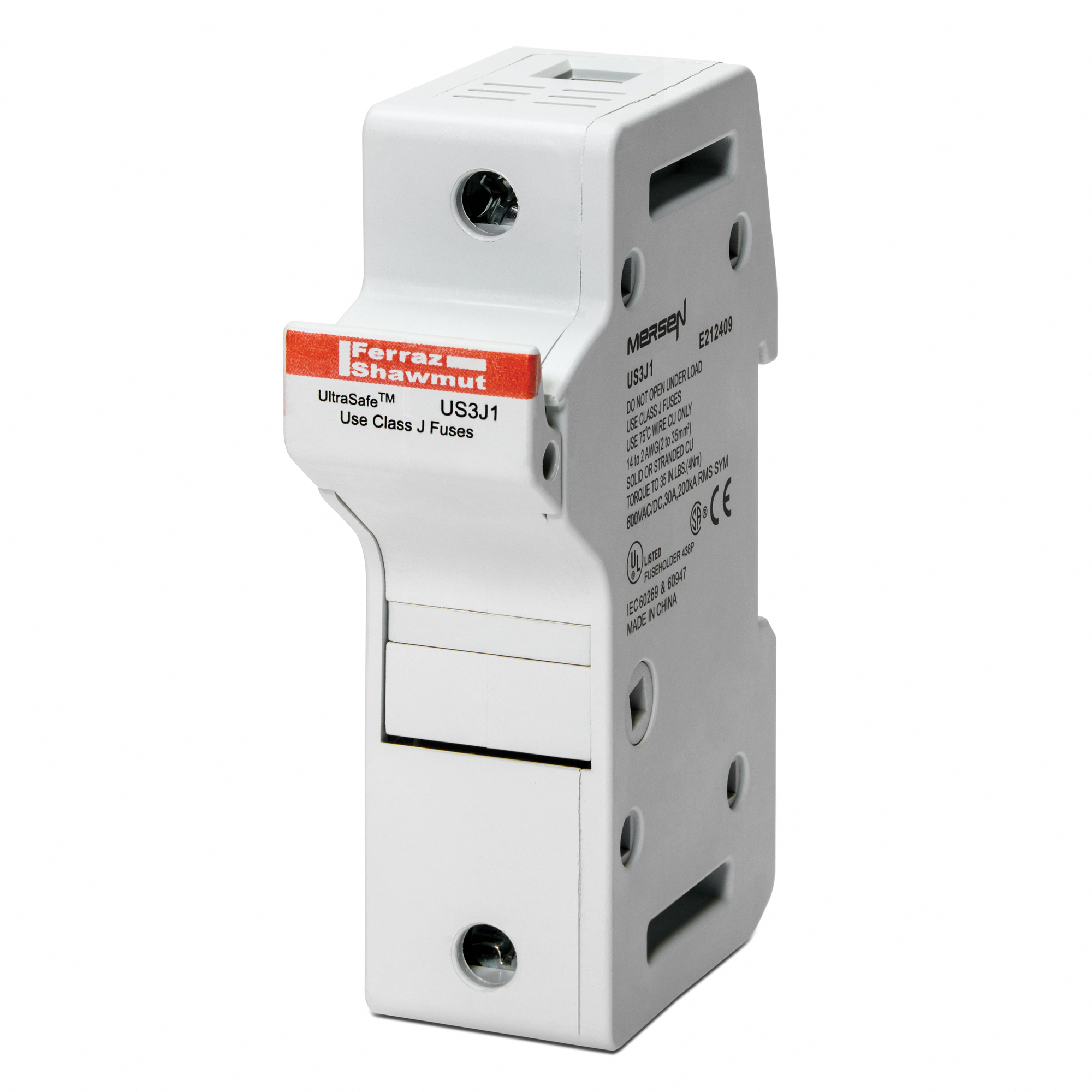 Fuse Holder 600VAC 600VDC Class J 30A 1-Pole LED Pressure Plate IP65