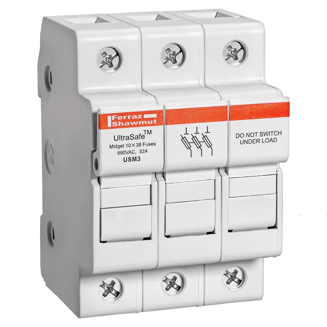 Fuse Holder 800VAC 1000VDC Midget 30A 3-Pole Pressure Plate IP65