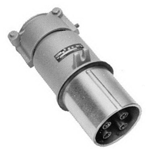 Powertite; Shell and Extra Pole Only Grounding Style 2 Reverse Service Plug; 200 Amp, 600 Volt AC at 50 - 400 Hz/250 Volt DC, 4-Pole, 3-Wire, 3 Phase, Pressure Wire Terminal