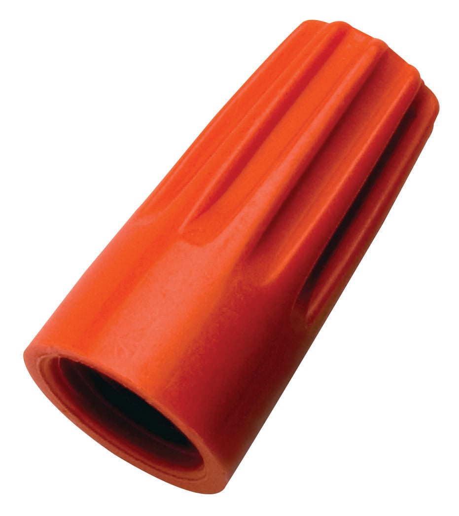 IDEAL, Wire Connector, Wire-Nut, Twist-On, Number Of Conductors: 1 to 5, Conductor Range: 22 - 14 AWG, Min 1-18 w/2-20 MAX 2-14, Color: Orange, Material: Flame-retardant polypropelene, Voltage Rating: 600 V, Environmental Conditions: Tough, UL 94V-2 Flame-Retardant Shell Rated At 105 DEG C (221 F), Model Number: 73B, Flammability Rating: UL 94V-2