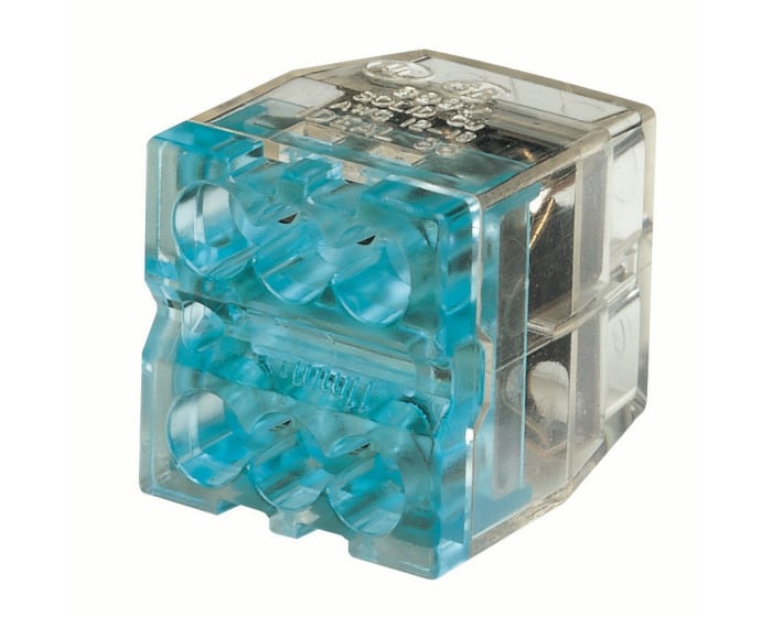 IDEAL, Wire Connector, In-Sure, Push-In, Size: 0.607 IN Length X 0.603 IN Width X 0.729 IN Height, Wire Size: #12 AWG - #20 AWG Solid, #14 AWG - #16 AWG (19 Strand Or Less) #18 AWG (7 Strand Or Less) Stranded, #12 AWG - #14 AWG (19 Strand Or Less) #16 AWG (26 Strand Or Less) 318 AWG (16 Strand Or Less) Stranded (Tin Bonded), Connection: 6 Stacked Ports, Color: Blue, Voltage Rating: 600 V Maximum Building Wire, 1000 V Maximum Signs And Lighting Fixtures, Temperature Rating: 105 DEG C Shell Rated, Wire Type: Solid, Stranded, Stranded (Tin Bonded), Model: 88
