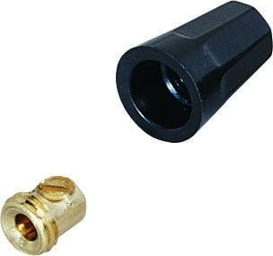 IDEAL, Wire Connector, Set-Screw, Size: 1/2 IN Width X 45/64 IN Height, Number Of Conductors: 1 to 6, Wire Size: 22 - 10 AWG, Material: Brass, Flame-retardant polypropylene shell, Color: Brass Connector, Black Shell, Voltage Rating: 300 V, Temperature Rating: 150 , 302 DEG C, DEG F, Model: 10, Width: 1/2 IN, Height: 45/64 IN