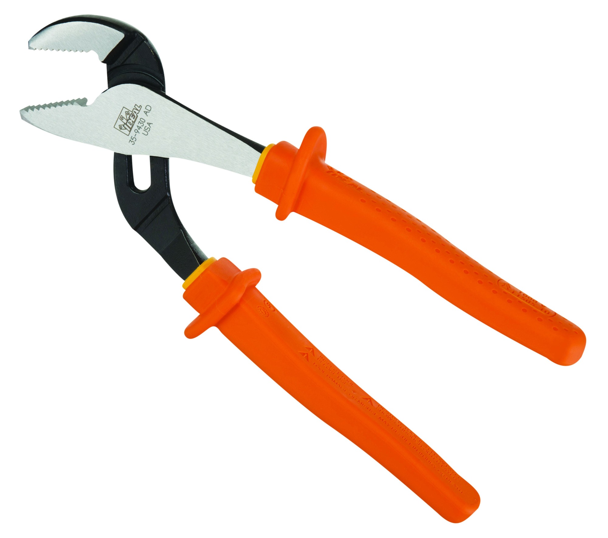 Insulated Side-Cutting Linesman Pliers, Overall Length: 9-1/4 IN, Drop-Forged, High-Carbon Steel, Side Cutter Plier, Cutting Edge: Serrated, UL Tested And Classified, Meets ASTM F1505-01 And IEC 60 900 Standards, Meets OSHA Requirements For Insulated Tools (29 CFR 1910), For Cutting Hardened Wire, Bolts And ACSR, Crimps Bare And Insulated Terminals