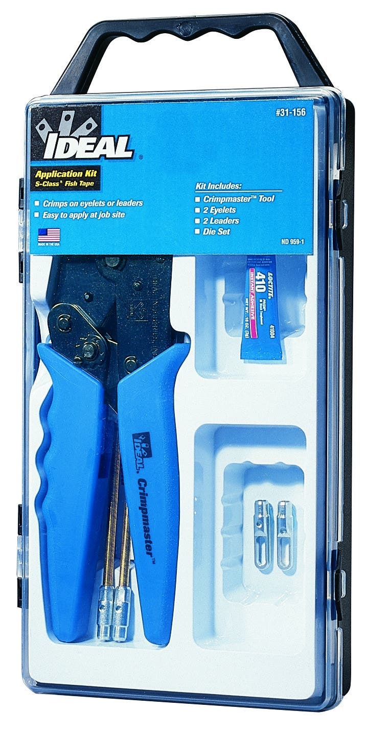 IDEAL, Field Application Kit, S-Class, Consist Of 1: Crimpmaster Crimp Tool frame, Consist Of 2: Die Set, Consist Of 3: Two Eyelets, Consist Of 4: Two Leaders, Consist Of 5: Instant Adhesive