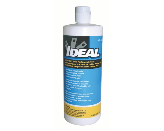 Yellow 77 Lubricant, Size: 1 QT, Container: Squeeze Bottle, Specific Gravity: 0.98, Plastic Safe: Yes, Slight Perfume Odor, Voc: 2.7 GPL (As Packaged, Minus Water), Working Temperature: 40 - 100 DEG F, Boiling Point: 212 DEG F (100 DEG C), Percent Volatile By Volume: Less Than 90 PCT, Percent Solid By Weight: Approximately 20 PCT, Yellow Paste, 7 - 8.5 pH, Solubility In Water: Moderate, Storage Temperature: 32 - 130 DEG F, Ul Listed, For Wire Pulling