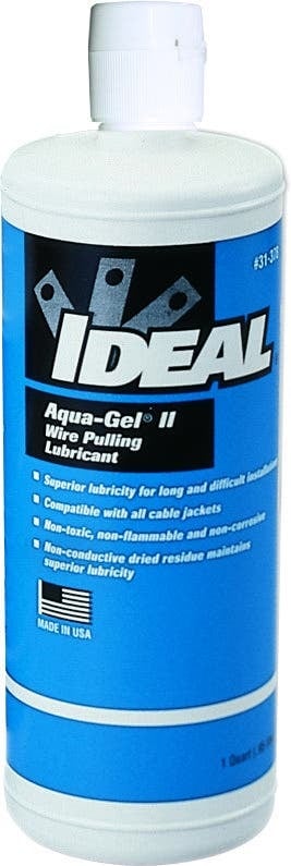 Aqua-Gel II Lubricant, Size: 1 QT, Container: Squeeze Bottle, Specific Gravity: 0.98, Plastic Safe: Yes, Mild Odor, Voc: 1.7 GPL (As Packaged, Minus Water), Working Temperature: 40 - 100 DEG F, Boiling Point: 212 DEG F (100 DEG C), Percent Volatile By Volume: Less Than 90 PCT, Percent Solid By Weight: Approximately 10 PCT, Clear Blue Gel, 7 - 8 pH, Solubility In Water: Infinite, Storage Temperature: 32 - 180 DEG F, Ul Listed, For Cable Pulling