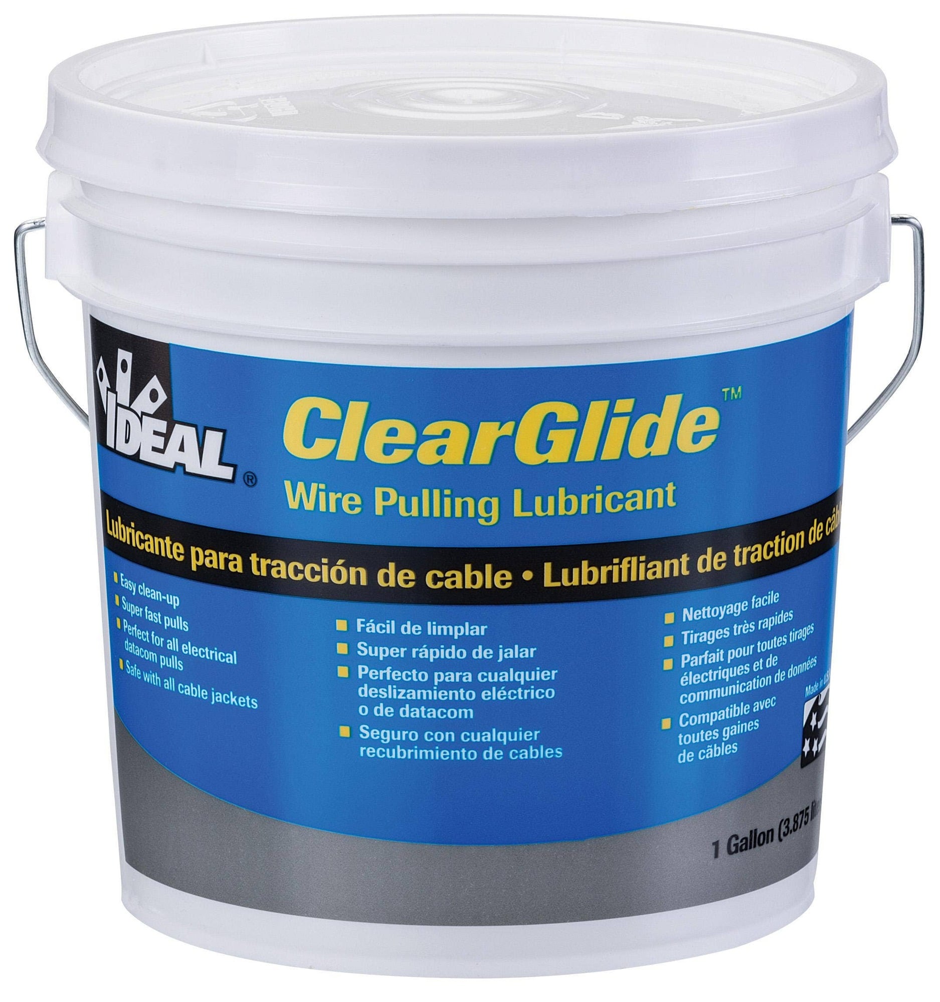 ClearGlide Lubricant, Size: 1 GAL, Container: Pail, Specific Gravity: 1.09, Plastic Safe: Yes, Slight Odor, Voc: 17.4 GPL (As Packaged, Minus Water), Working Temperature: 40 - 100 DEG F, Boiling Point: 212 DEG F (100 DEG C), Percent Volatile By Volume: Less Than 98 PCT, Percent Solid By Weight: Approximately 5 PCT, Clear, Colorless Gel, 7 - 8 pH, Solubility In Water: Infinite, Storage Temperature: 32 - 180 DEG F, Ul Listed, For Wire Pulling