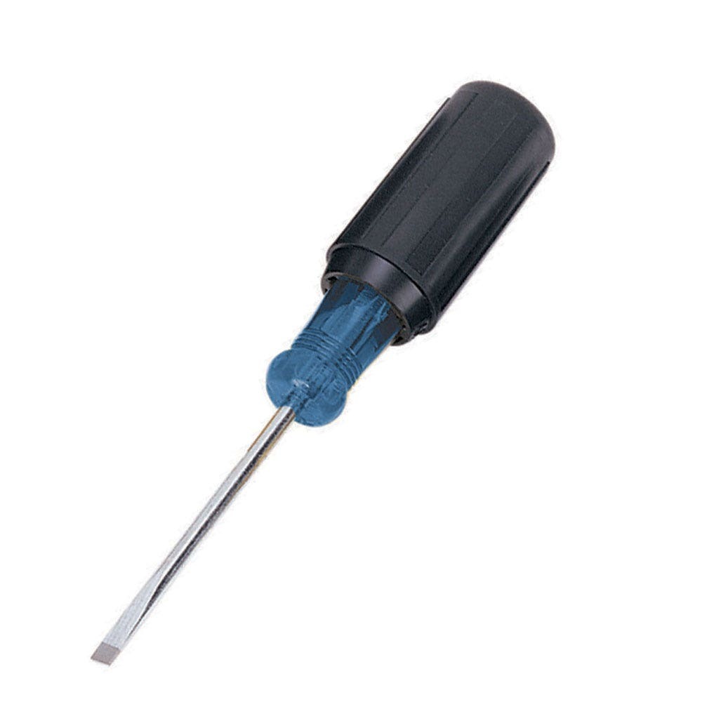 IDEAL, Screwdriver, Electrician's, Tip Size: 3/16 IN, Overall Length: 6-3/4 IN, Shank Length: 3 IN, Handle Type: Cushioned Rubber Grip, Blade Material: Chrome Vanadium Steel, Blade Finish: Nickel-Chrome Plating, Tip Type: Cabinet
