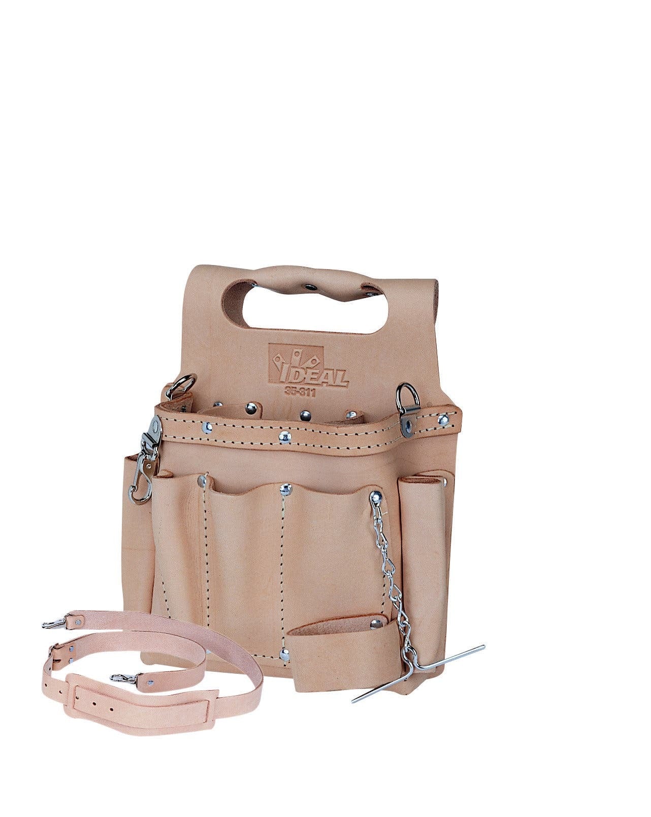Tuff-Tote Tool Pouch, Number Of Pockets: 8, Bag Type: Tool Pouch, Standard Leather, Includes: Removable Shoulder Strap