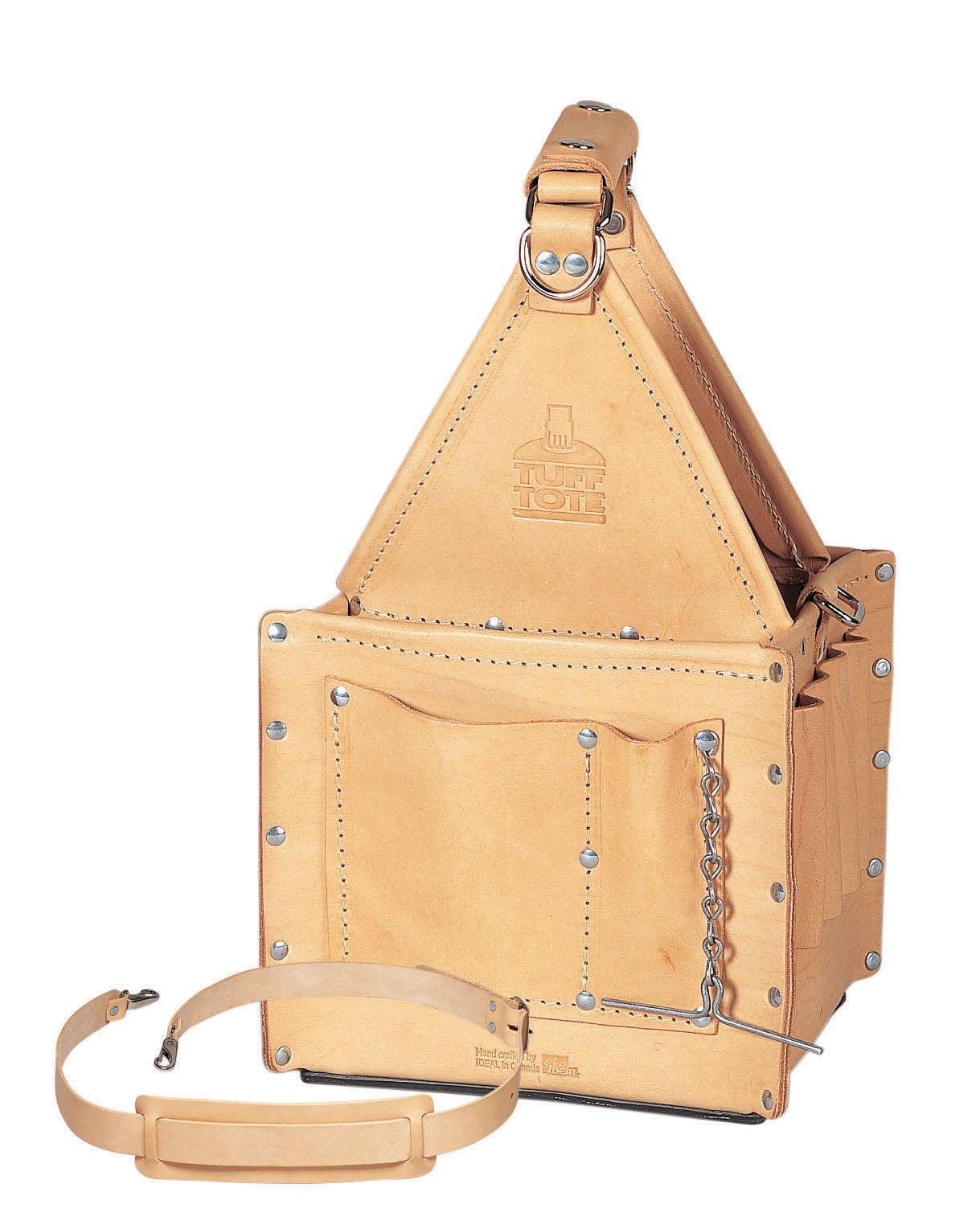 Tuff-Tote Ultimate Tool Carrier, Number Of Pockets: 4, Bag Type: Tool Carrier, 8 IN Width, 8 IN Depth, Standard Leather, Includes: Removable Shoulder Strap, 4 Outer Pockets