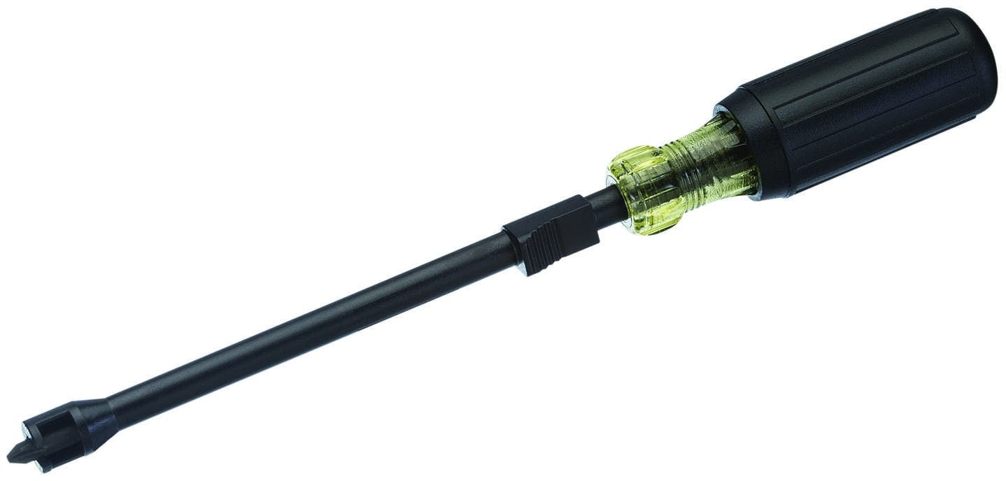 IDEAL, Screwdriver, Grip-N-Screw, Screw-Holding, Phillips, Overall Length: 11 IN, Shank Length: 7 IN, Handle Type: Cushioned Rubber Grip, Blade Material: Chrome Vanadium Steel, Tip Type: Phillips, Shank Size: 3/16 IN