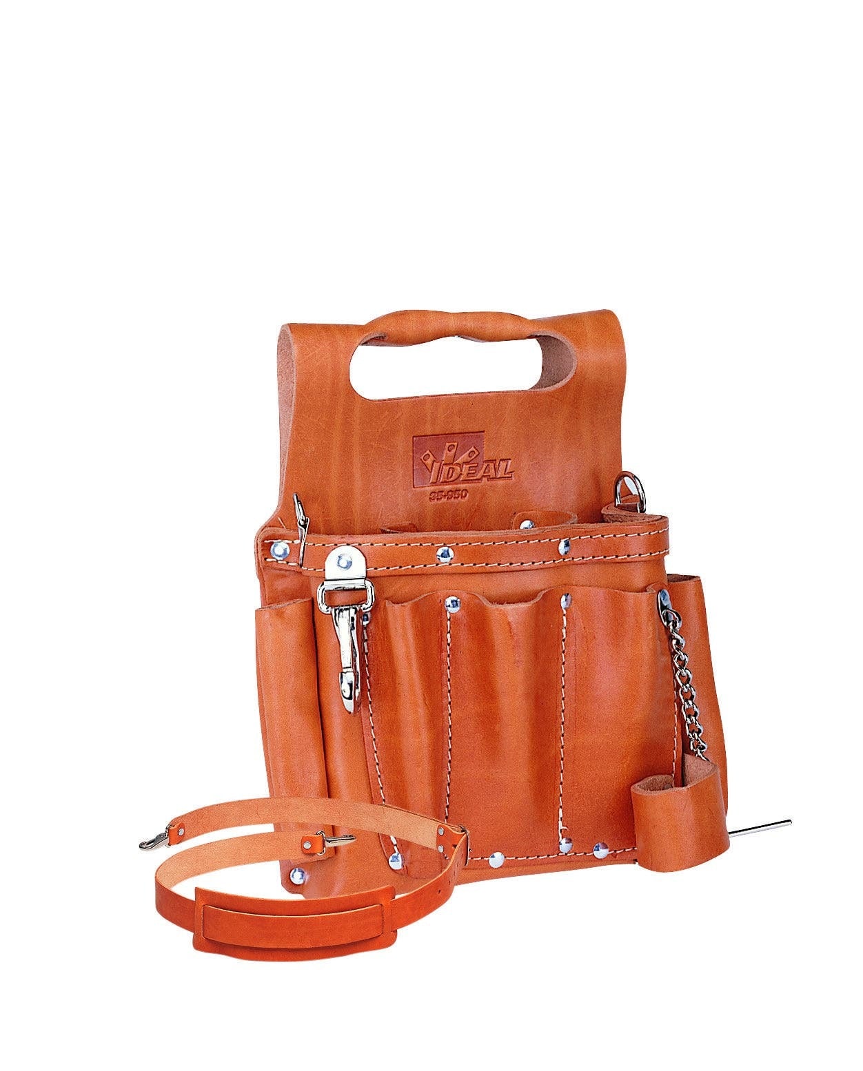 Tuff-Tote Tool Pouch, Number Of Pockets: 8, Bag Type: Tool Pouch, 2-1/4 IN Depth, Premium Leather, Includes: Removable Shoulder Strap, Dimensions: 6 X 8 IN