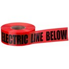 Non-Detectable Underground Tape, 3 IN Roll Width, 1000 FT Roll Length, Caution Buried Electric Line Below Legend, LDPE, Red, 4 MIL Thickness, Elongation: 500 PCT ASTM D882-75B, Tensile Strength: 2750 PSI ASTM D882, Recommended Burial Depth: 4 - 6 IN, For Protection, Location And Identification Of Underground Utility Installations