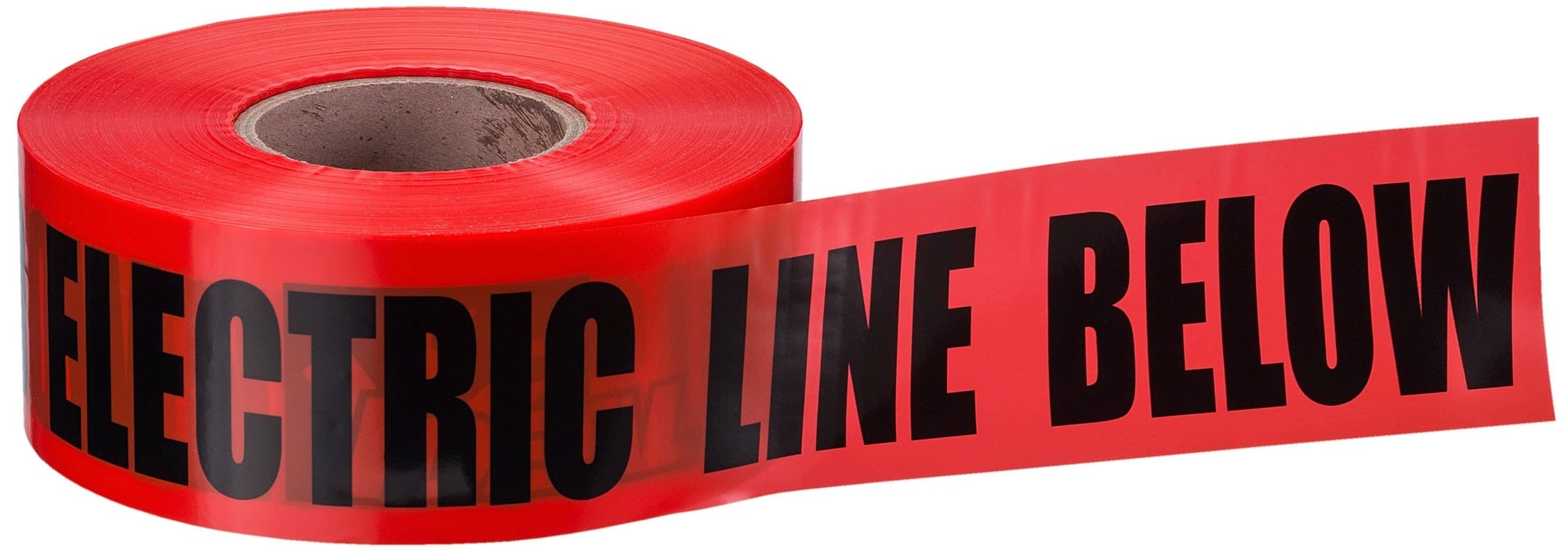 Non-Detectable Underground Tape, 3 IN Roll Width, 1000 FT Roll Length, Caution Buried Electric Line Below Legend, LDPE, Red, 4 MIL Thickness, Elongation: 500 PCT ASTM D882-75B, Tensile Strength: 2750 PSI ASTM D882, Recommended Burial Depth: 4 - 6 IN, For Protection, Location And Identification Of Underground Utility Installations