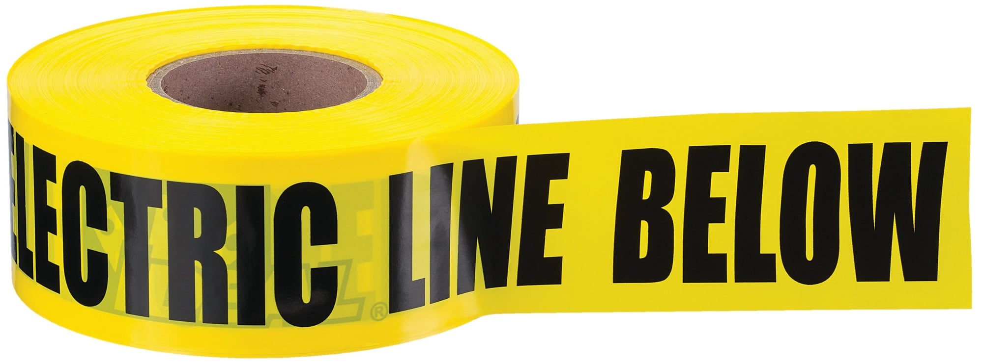Non-Detectable Underground Tape, 3 IN Roll Width, 1000 FT Roll Length, Caution Buried Electric Line Below Legend, LDPE, Yellow, 4 MIL Thickness, Elongation: 500 PCT ASTM D882-75B, Tensile Strength: 2750 PSI ASTM D882, Recommended Burial Depth: 4 - 6 IN, For Protection, Location And Identification Of Underground Utility Installations