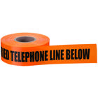 Non-Detectable Underground Tape, 3 IN Roll Width, 1000 FT Roll Length, Caution Buried Telephone Line Below Legend, LDPE, Orange, 4 MIL Thickness, Elongation: 500 PCT ASTM D882-75B, Tensile Strength: 2750 PSI ASTM D882, Recommended Burial Depth: 4 - 6 IN, For Protection, Location And Identification Of Underground Utility Installations