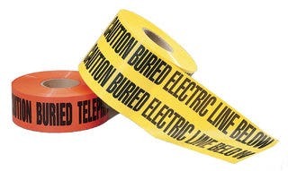 Non-Detectable Underground Tape, 6 IN Roll Width, 1000 FT Roll Length, Caution Buried Electric Line Below Legend, LDPE, Red, 4 MIL Thickness, Elongation: 500 PCT ASTM D882-75B, Tensile Strength: 2750 PSI ASTM D882, Recommended Burial Depth: Less Than 12 IN, For Protection, Location And Identification Of Underground Utility Installations