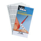 IDEAL, Wire Marker Booklet, Size: 1/4 X 1-1/2 IN Marker, Material: Plastic-Impregnated Cloth, Legend: 1-45, Temperature Rating: -40 To 180 DEG F, Markers Per Page: 10, Number Of Pages: 10/Booklet, Legend Color: Non-Smear Black, Adhesion: 45 OZ/IN Width Ultimate, Includes: 450 Wire Markers And 450 Terminal Markers