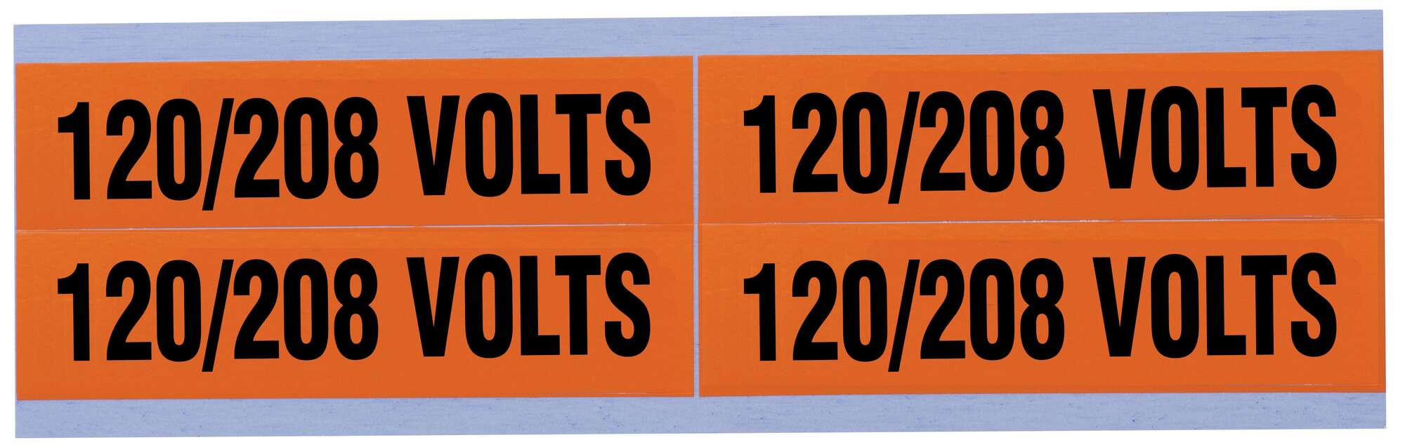 IDEAL, Marker Card, Voltage And Conduit, Medium, Size: 1-1/8 IN Width, Length: 4-1/2 IN, Material: Vinyl-Impregnated Cloth, Legend: 120/208V, Temperature Range: -40 to 180 DEG F, Text Size: 3/4 IN, Adhesion: 45 OZ/IN Width Ultimate