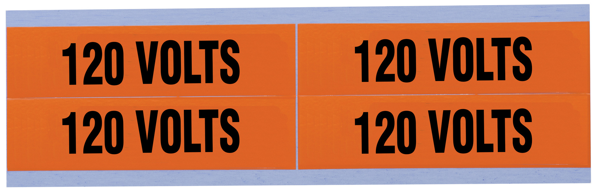 IDEAL, Marker Card, Voltage And Conduit, Medium, Size: 1-1/8 IN Width, Length: 4-1/2 IN, Material: Vinyl-Impregnated Cloth, Legend: 120V, Temperature Range: -40 to 180 DEG F, Text Size: 3/4 IN, Adhesion: 45 OZ/IN Width Ultimate