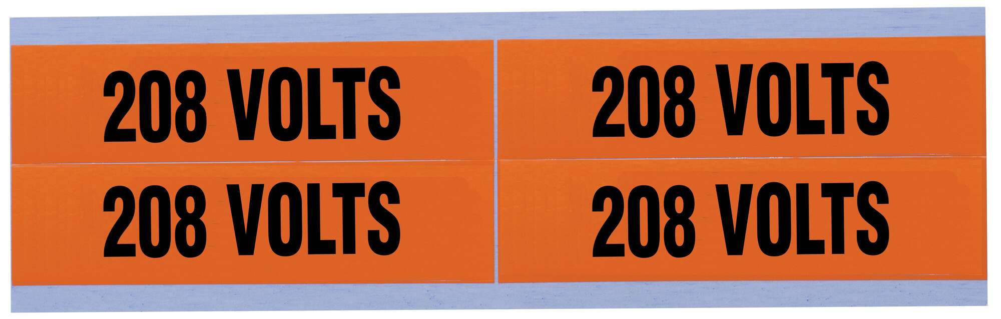 IDEAL, Marker Card, Voltage And Conduit, Medium, Size: 1-1/8 IN Width, Length: 4-1/2 IN, Material: Vinyl-Impregnated Cloth, Legend: 208V, Temperature Range: -40 to 180 DEG F, Text Size: 3/4 IN, Adhesion: 45 OZ/IN Width Ultimate