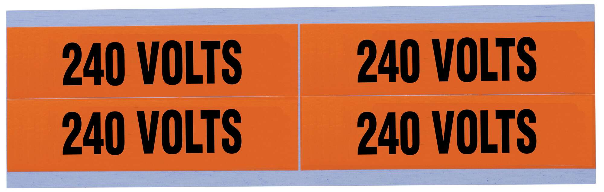 IDEAL, Marker Card, Voltage And Conduit, Medium, Size: 1-1/8 IN Width, Length: 4-1/2 IN, Legend: 240V, Material: Vinyl-Impregnated Cloth, Temperature Range: -40 to 180 DEG F, Text Size: 3/4 IN, Adhesion: 45 OZ/IN Width Ultimate