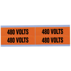 IDEAL, Marker Card, Voltage And Conduit, Medium, Size: 1-1/8 IN Width, Length: 4-1/2 IN, Legend: 480V, Material: Vinyl-Impregnated Cloth, Temperature Range: -40 to 180 DEG F, Text Size: 3/4 IN, Adhesion: 45 OZ/IN Width Ultimate