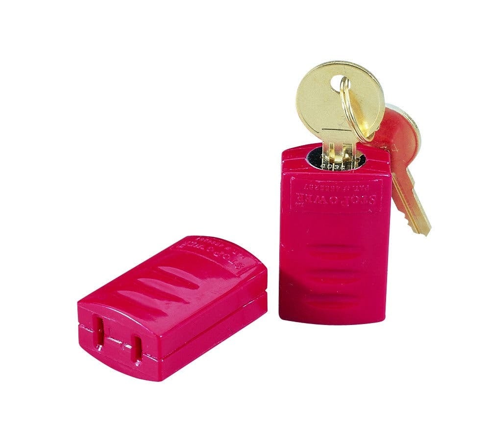 Electric Plug Lockout, Plug Type: 2 Or 3 Pin, Pad Lock, Package: 1/Card, RoHS Compliant