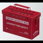 Group Lock Box, 10 IN Length, 4 IN Width, 6 IN Height, Red, Heavy-Duty Steel