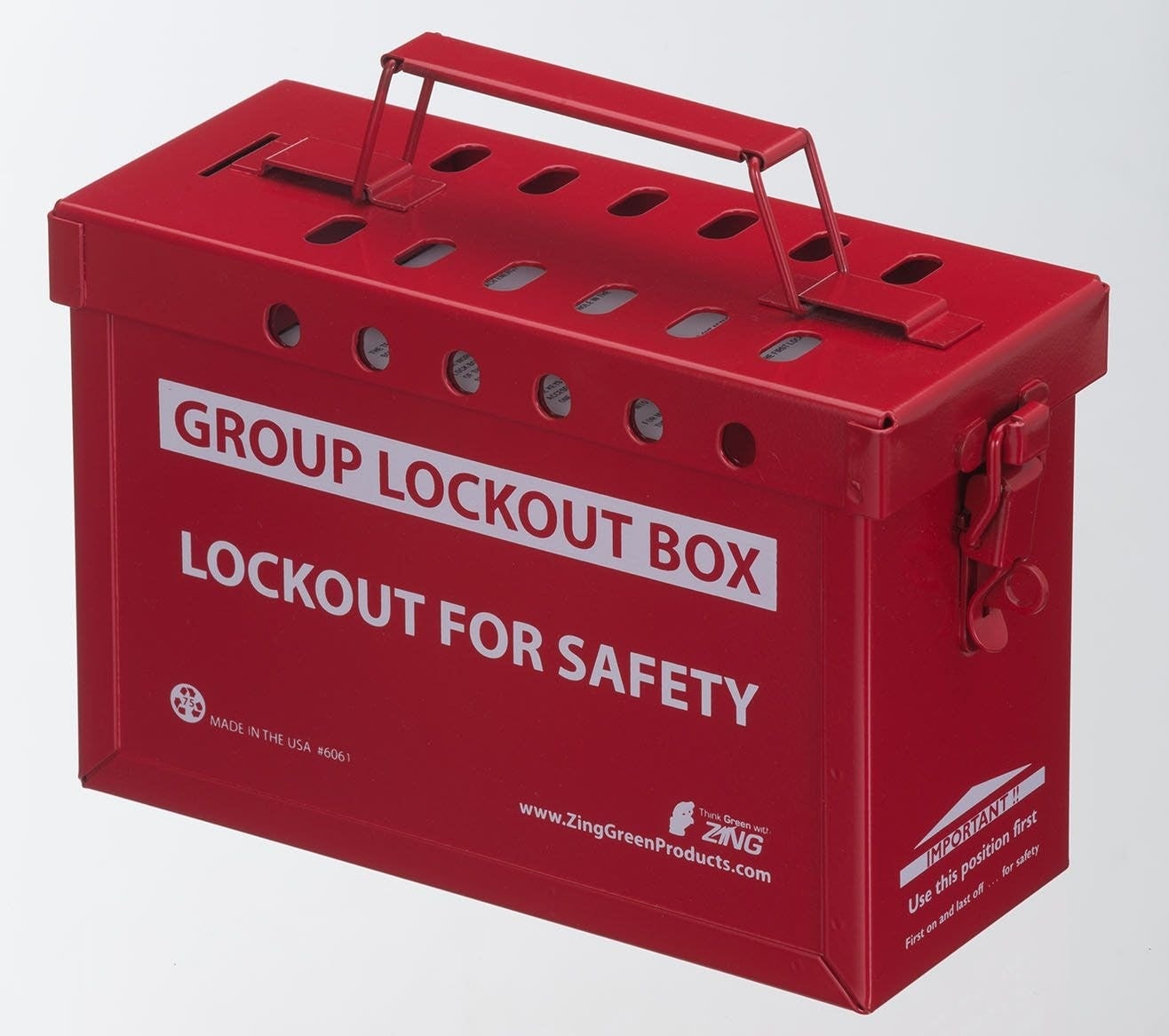 Group Lock Box, 10 IN Length, 4 IN Width, 6 IN Height, Red, Heavy-Duty Steel