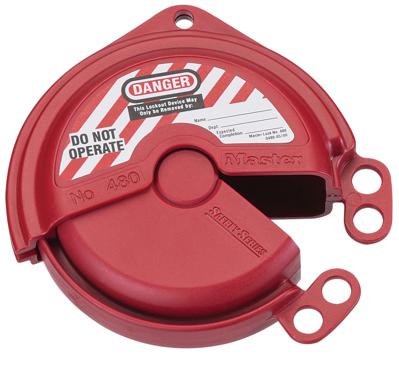 IDEAL, Valve Lockout, Gate, Lockout Material: Xenoy Thermoplastic Body, Stainless Steel, Valve Size Range: 1 - 3 IN, Capacity: Up To 3/8 IN Shackles, Temperature Range: -50 DEG F (-46 DEG C) To +350 DEG F (177 DEG C)