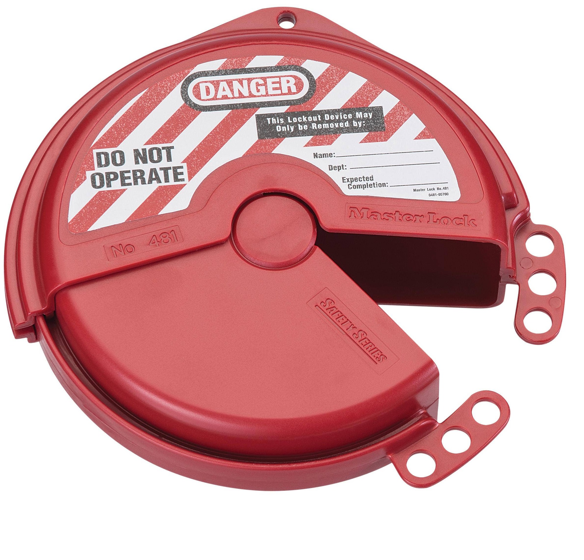 IDEAL, Valve Lockout, Gate, Lockout Material: Xenoy Thermoplastic Body, Stainless Steel, Valve Size Range: 2 - 5 IN, Capacity: Up To 3/8 IN Shackles, Temperature Range: -50 DEG F (-46 DEG C) To +350 DEG F (177 DEG C)