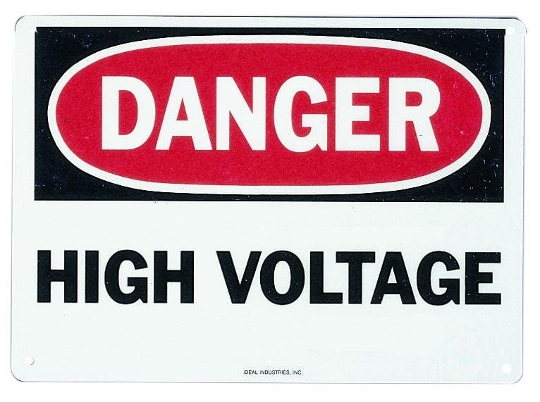 Self-Sticking Safety Sign, Polyester, 10 IN Length, 7 IN Width, Danger  High Voltage Legend, For Indoor And Outdoor Use