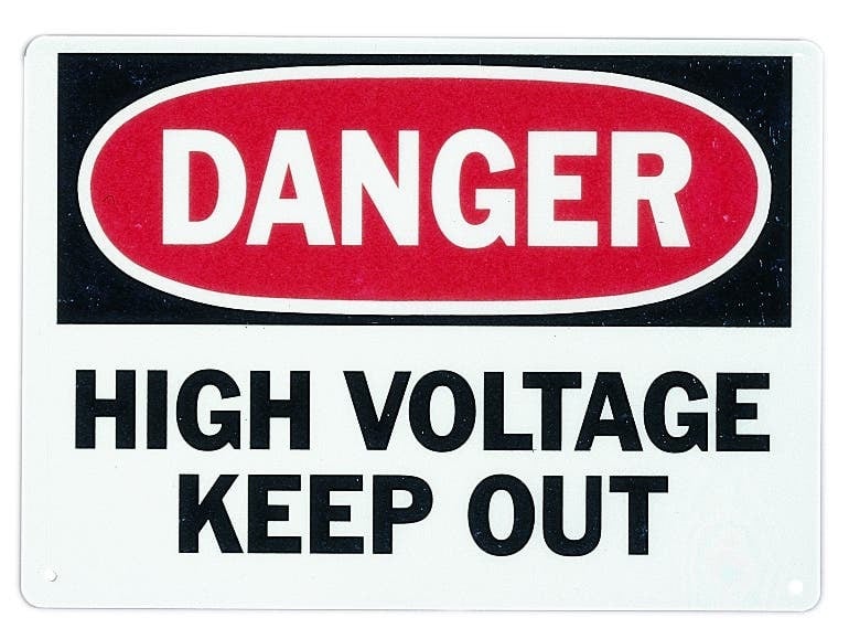 Self-Sticking Safety Sign, Polyester, 10 IN Length, 7 IN Width, Danger  High Voltage  Keep Out Legend, For Indoor And Outdoor Use