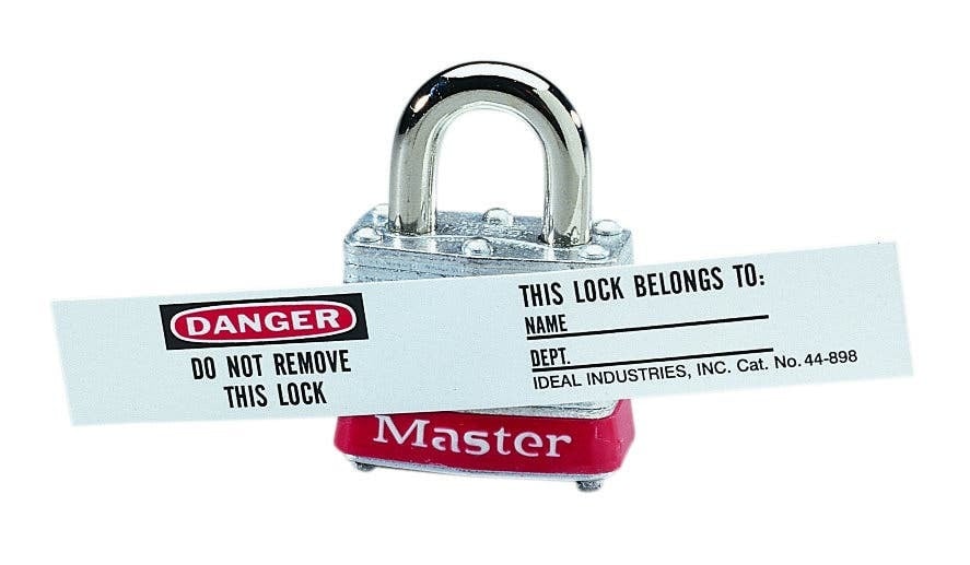 Lock Label And Overlaminate, Vinyl Label With Peel-Off Adhesive Backing, Polyester Overlaminate, Package: 8 Of Each