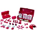 IDEAL, Lockout Or Tagout Kit, Plant Facility, Material: Polypropylene, Number Of Pieces: 36, Includes: (5) 44-810 Hinged Single-Pole Breaker Lockouts, (3) 44-809 Universal 277V Breaker/Single Pole Lockouts, (1) 44-807 480/600V Breaker Lockout, (2) 44-789 Wall Switch Lockouts, (1) 44-818 110V Plug Lockout, (3) 44-800 1 in. Safety Lockout Hasps, (1) 44-791 Red Labeled Lockout, (1) 44-819 220/550V Plug Lockout, (10) 44-849 Lockout Tags Do Not Operate (striped), (1) 44-815 Fuse Blockout, (1) 44-816 Fuse Blockout, (1) 44-824 Gate Valve Lockout, (1) 44-785 Cleat for 277V Breaker Lockout, (1) 44-786 Cleat for 480/600V Breaker Lockout, (3) 44-783 Universal Multi-Pole Breaker Lockouts, (1) IA-3241 Tool Box