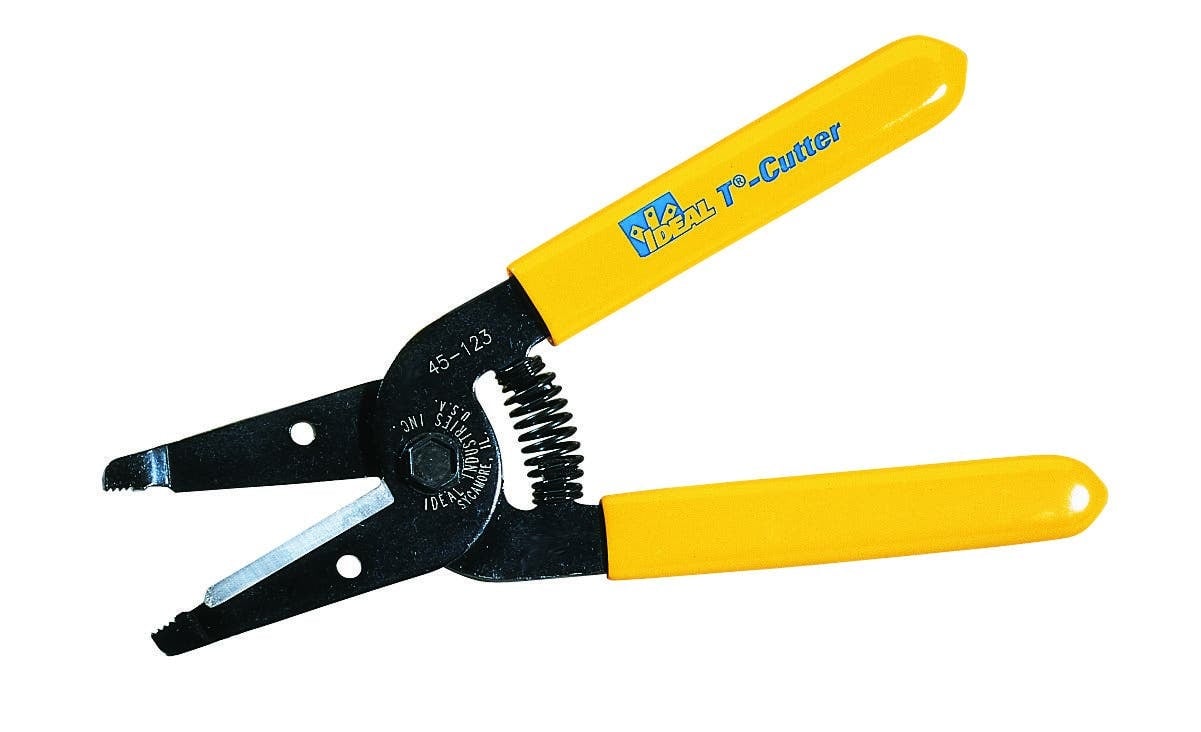 T-Cutter Wire Cutter, Size: 10 AWG Solid, 1/2 IN O.D Fine Stranded, Tough Steel, Tough Steel Handle, Sheer Type Blade, Black Oxide Finish, For Stripping Solid Or Stranded Wire