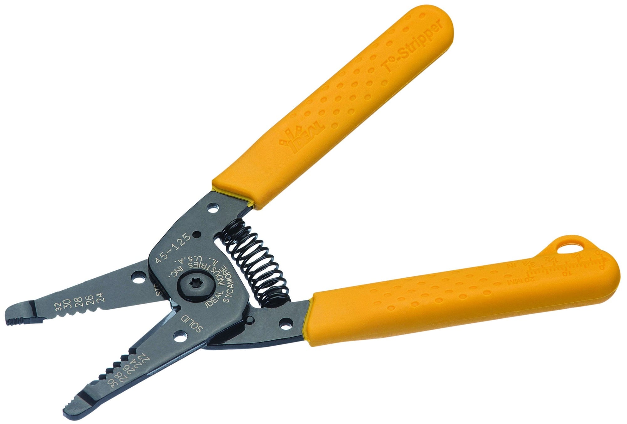 T-7 T-Stripper Wire Stripper, Size: 22 - 30 AWG Solid, 24 - 32 AWG Stranded, Straight Handle, Tough Steel, Tough Steel Handle, Knife-Type Blade, Black Oxide Finish, For Stripping Solid Or Stranded Wire