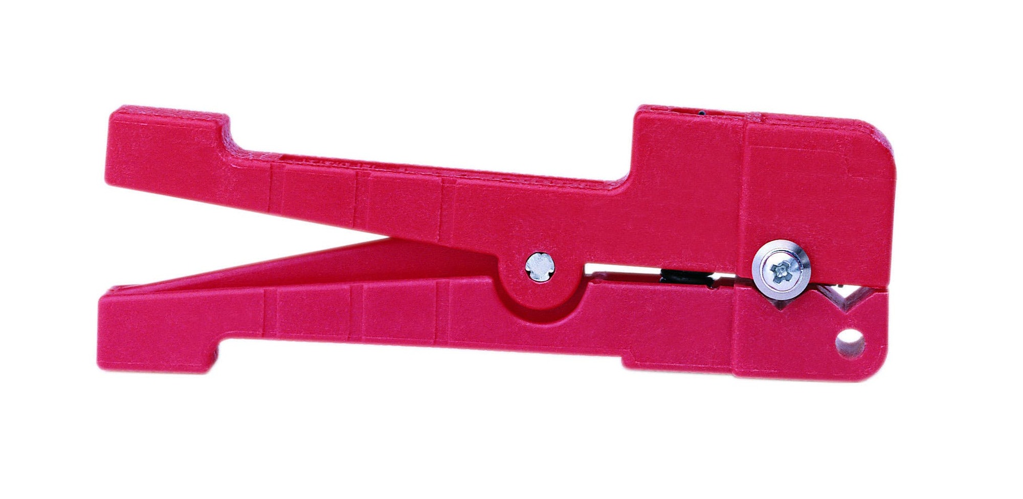 Ringer Standard Shielded Cable Stripper, Stainless Steel Blade, Red Handle, Stripping Range: 0.12 - 0.22 IN, Replacement Blade: K-6491 0.003 IN, K-6492 0.0044 IN, K-6493 0.006 IN, K-6494 0.007 IN, K-6495 0.008 IN, K-6496 0.009 IN, K-6497 0.01 IN, K-6498 0.011 IN, K-6499 0.012 IN, K-6500 0.013 IN, K-6501 0.014 IN, K-6502 0.016 IN, K-6503 0.018 IN, K-6504 0.02 IN, K-6505 0.022 IN, 45-2108-1 0.025 IN, Accessories: LB-825 Up To 2-1/2 IN Wire-Stop, LB-840 2-1/2 IN To 5 IN Wire-Stop
