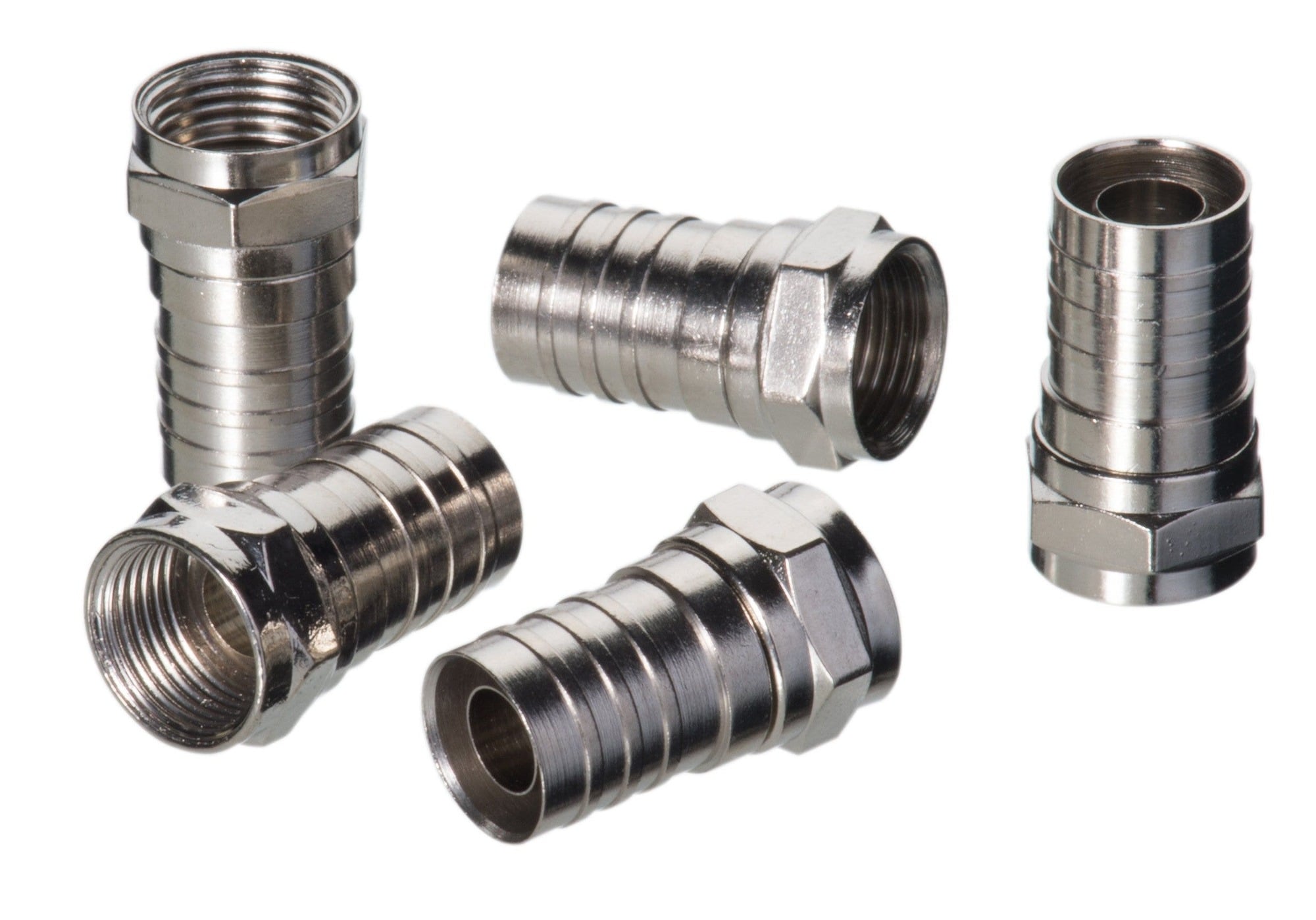 IDEAL, Coaxial Connector, F-Type, Connection: Quad Shield, Material: Brass, Coaxial Cable Type: RG-6 Quad Shield