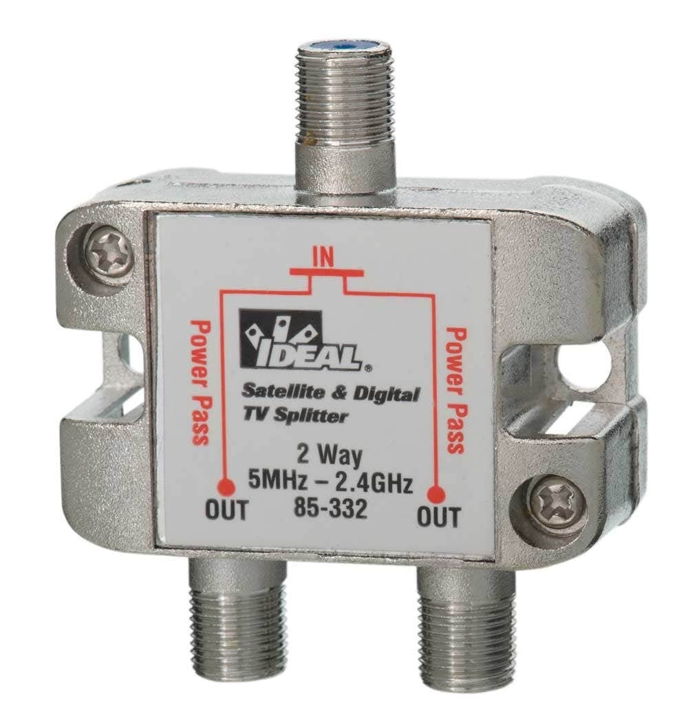 IDEAL, Splitter, Frequency Range: 2.3 GHZ, Connector: F Female, Includes: Two Mounting Screws (Phillips/slotted head)