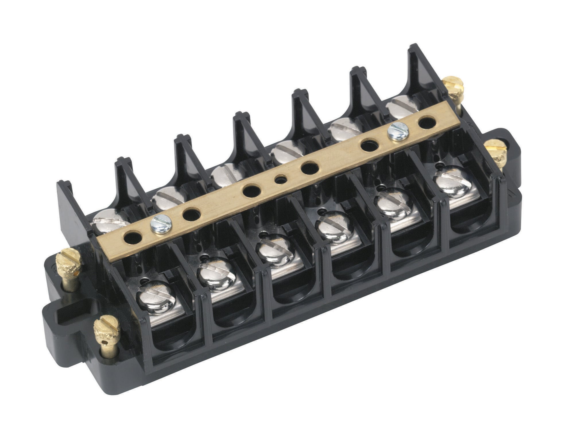 IDEAL, Terminal Strip, Wire Size: 22 - 6 AWG, Spacing: 0.625 IN, Amperage Rating: 60 AMP, Voltage Rating: 600 V, Material: Nickle-Plated Brass, Number Of Circuits: 4, Torque Rating: 20 IN-LB, Terminal Screw Size: 4