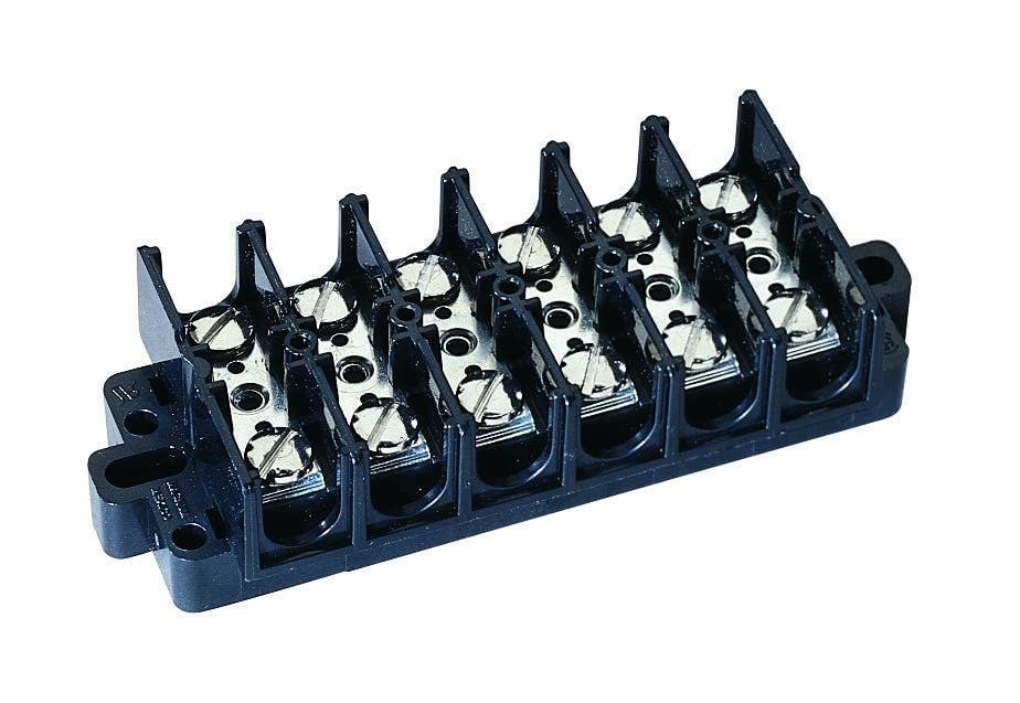 IDEAL, Terminal Strip, Wire Size: 22 - 6 AWG, Spacing: 0.625 IN, Amperage Rating: 60 AMP, Voltage Rating: 600 V, Material: Nickle-Plated Brass, Number Of Circuits: 12, Torque Rating: 20 IN-LB, Terminal Screw Size: 12
