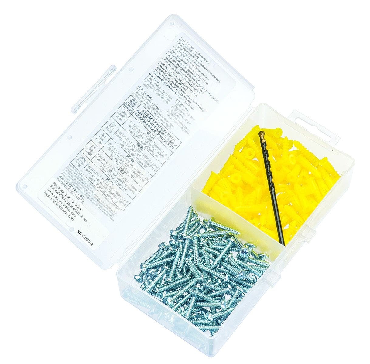 90-051 Flange Anchor Kit, 201 Pieces, Plastic, Yellow