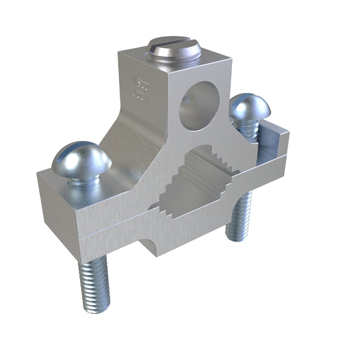 Permaground Aluminum Ground Clamp, Dual Rated, Conductor Range 1/0-14, Pipe Sizes 1/2 to 1in, Rebar Sizes #4-#6, UL